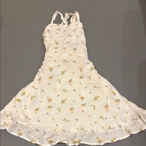 Hollister White Dress with Yellow Floral Design